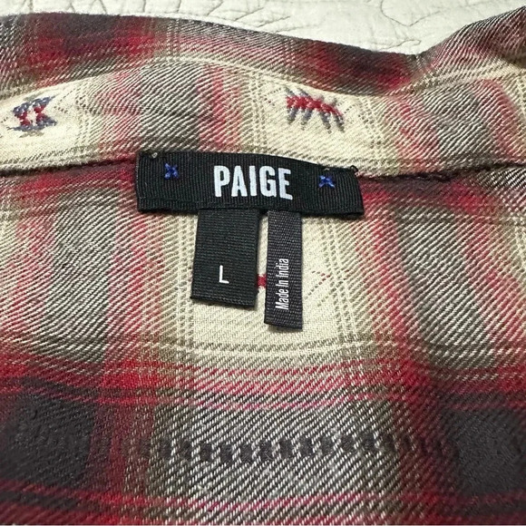 Paige Large Mya Plaid Shirt Button Down Long Sleeve Western - Picture 8 of 10
